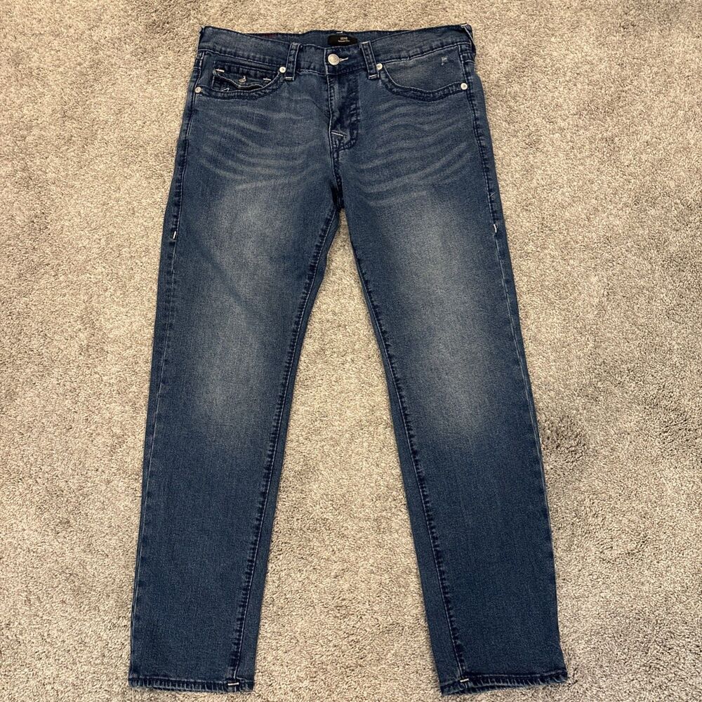 True Religion Men's Geno Relaxed Slim Fit Straight Jeans, Size 33 X 30